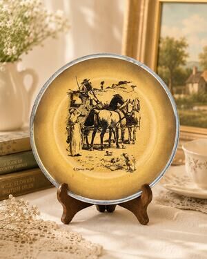 Antique Ridgways Coaching Days Transferware Plate Morning Draft Macmillan 8"